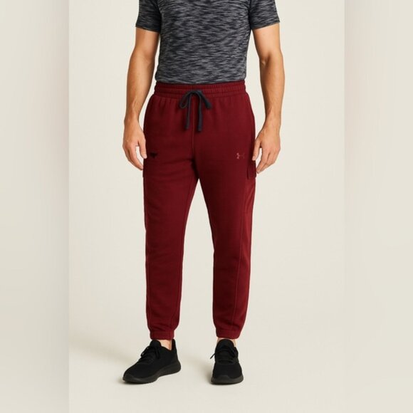Under Armour Project Rock Fleece Joggers Maroon Red Size Large - Picture 1 of 10